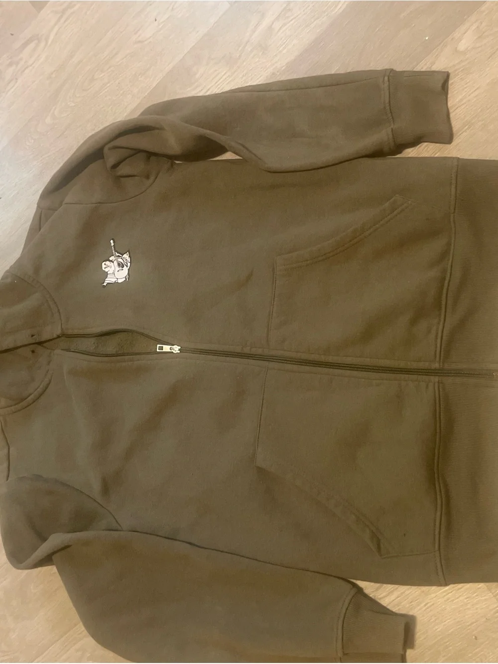 True Religion Men's Olive Green Graphic Zip-Up Hoodie